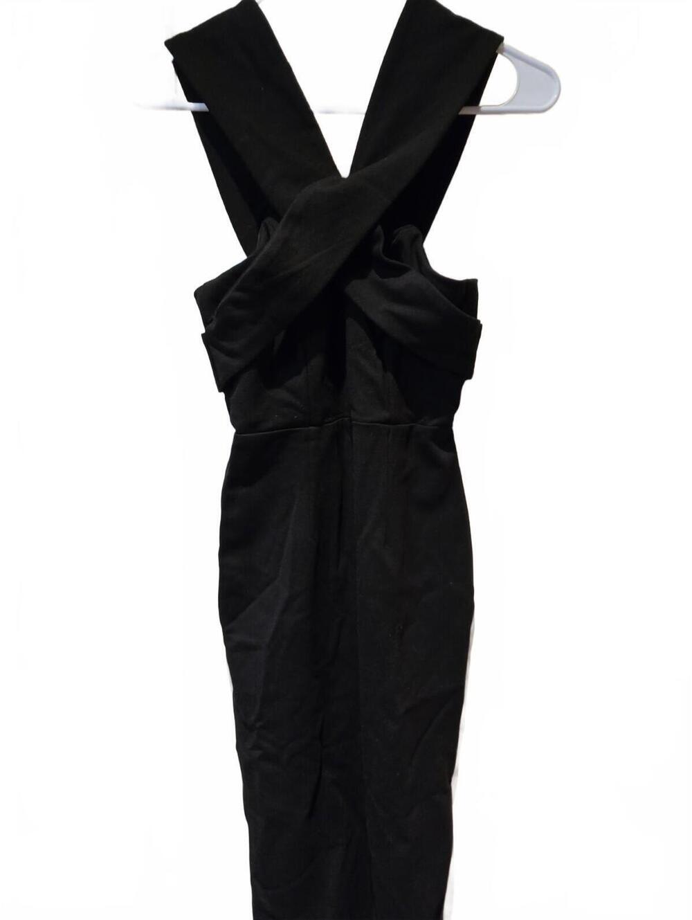 Saints + Secrets Size S Black Stretch Knit Bodycon Halter Pencil Dress Cut Out